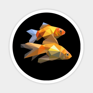Goldfish in polygonal style. Geometric fish. A couple of fish Magnet